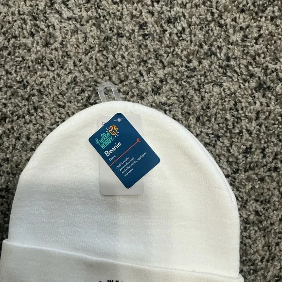 Custom designed White Kids Beanie- New With Tags - Picture 2 of 3